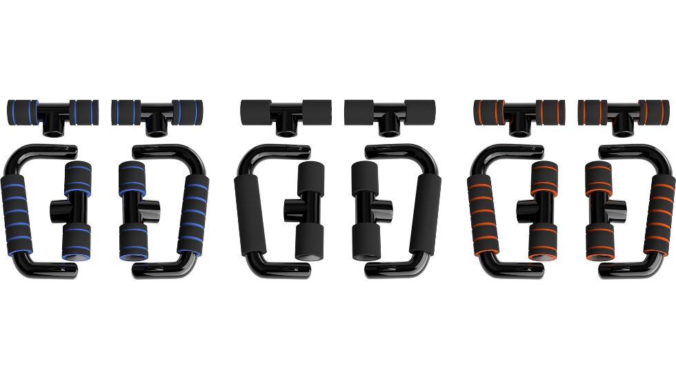 Estas agarraderas están disponibles en tres colores diferentes: azul, negro y naranja.