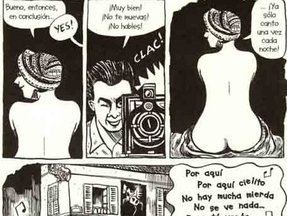 Algunas de las páginas de <i>Kiki de Montparnasse </i>(Sins Entido), con dibujos de Catel Muller y texto de José-Louis Bocquet.