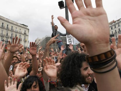 Movimiento 15-M en la Puerta del Sol de Madrid, en 2011.