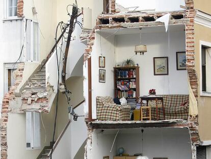 Estado en el que quedó la casa de la calle de Mariano Fernández, tras derrumbarse parcialmente el pasado jueves.