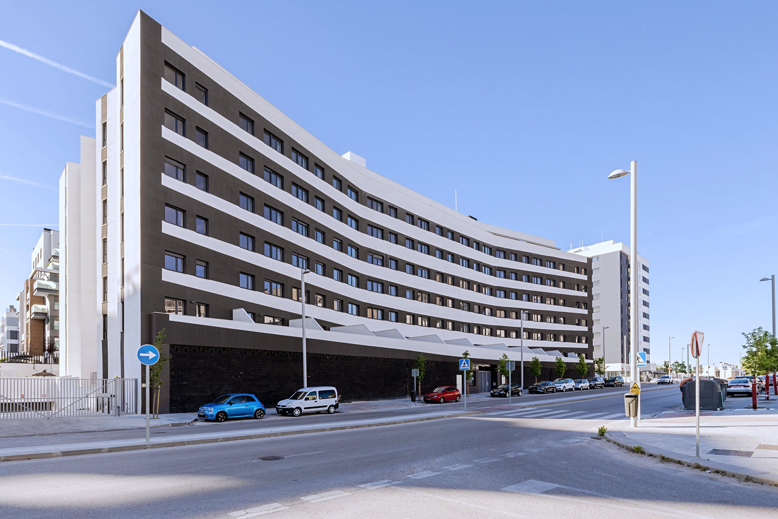 Edificio de viviendas en alquiler en Madrid, propiedad de Nestar, en una imagen cedida por Aedas, promotor del proyecto.