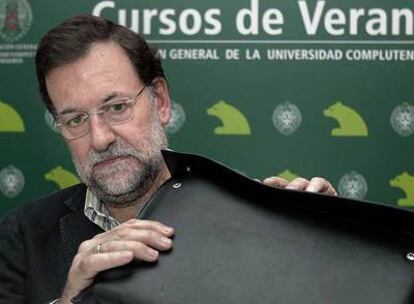 Rajoy, ayer, en un curso de la Universidad Complutense desarrollado en San Lorenzo de El Escorial (Madrid).