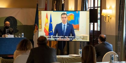 El presidente del Gobierno, Pedro Sánchez, inaugurando el congreso 