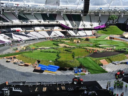 Montaje de la ceremonia de apertura de los Juegos Olímpicos de Londres, en el que participó Show-Canada. 