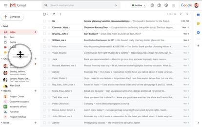 Paneles móviles dentro de Gmail.