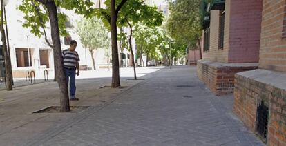 Lugar donde fue herido muy grave, Pablo, de 11 años, en una zona peatonal de la calle de la Virgen de la Oliva