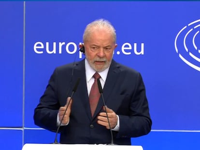 Lula no discurso ao Parlamento Europeu nesta segunda-feira.