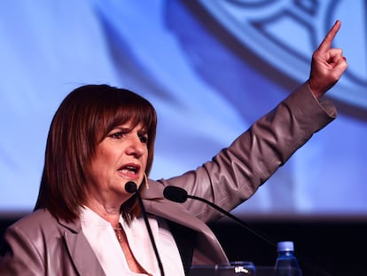 Patricia Bullrich en el encuentro de la Sociedad Rural Argentina, el 24 de julio en Buenos Aires.