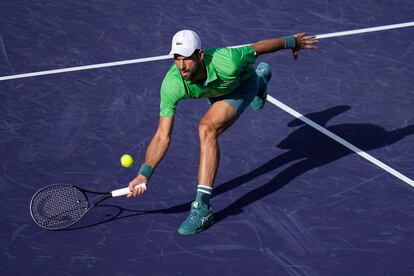 Djokovic, en otro instante de su estreno.