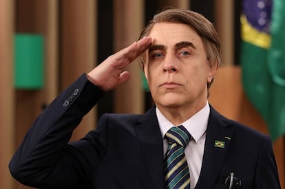 O comediante Tom Cavalcante faz uma paródia do presidente Jair Bolsonaro.