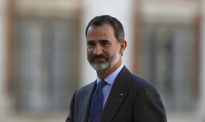 Felipe VI a su llegada al Palacio Real de Aranjuez este lunes para presidir un acto. 