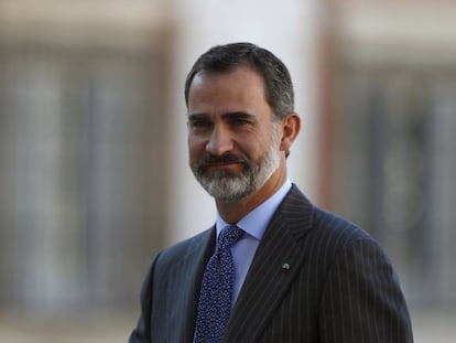 Felipe VI a su llegada al Palacio Real de Aranjuez este lunes para presidir un acto. 