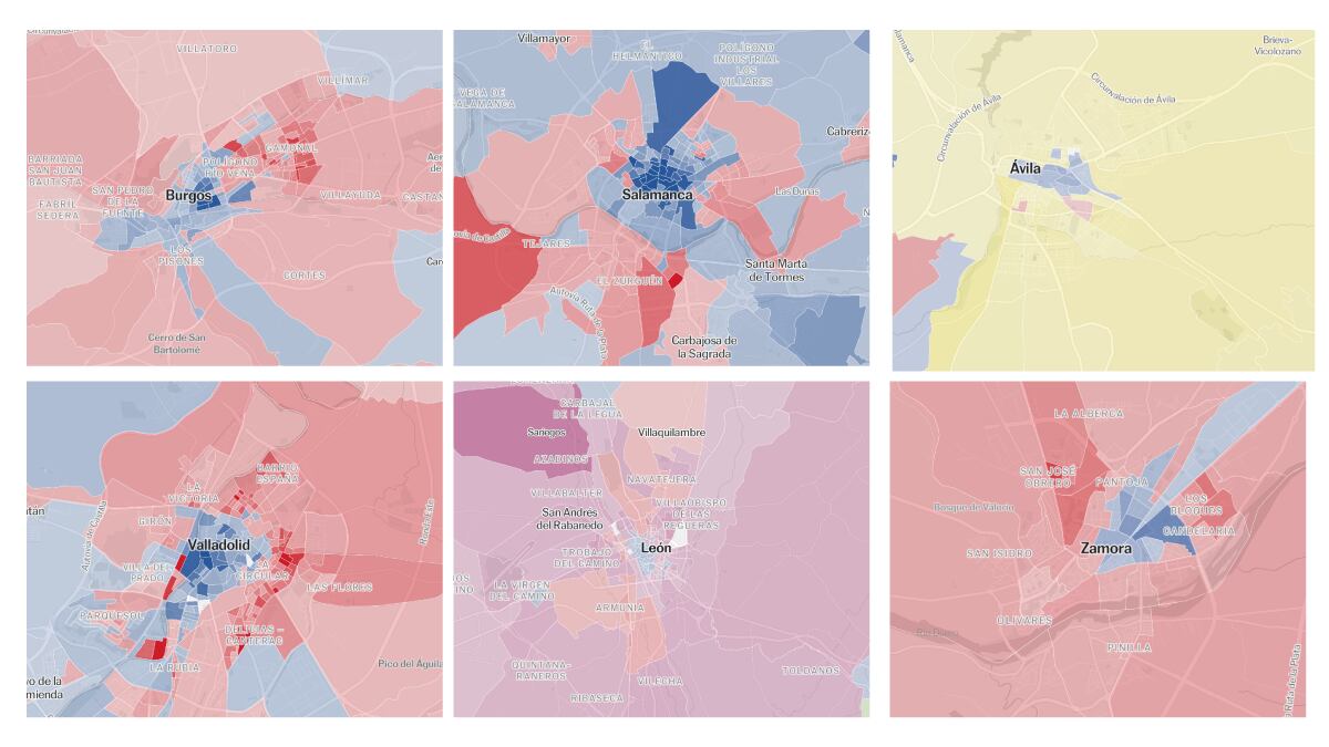 El mapa calle a calle de los resultados de las elecciones en Castilla y ...