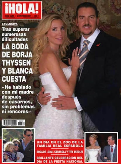 Portada de la revista 'Hola!', con la exclusiva de la boda de Borja Thyssen.