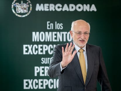 El presidente de Mercadona, Juan Roig, este martes, tras la presentación de los resultados de la empresa.