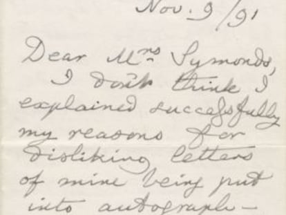 Primeira página da carta do escritor leiloada pela Bonhams.