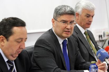 Fuentenebro, Diago y Olega, durante la presentación este jueves del Congreso General de la Federación de Colegios de Abogados de Europa.