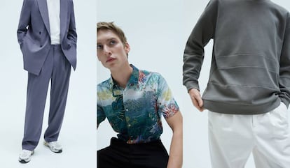 Tres modelos de la colección de moda masculina de Zara para la primavera de 2020.
