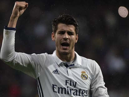 Morata celebra su gol al Athletic Club de Bilbao