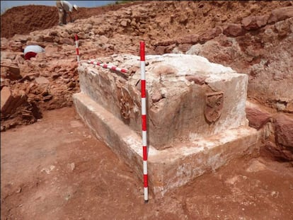 Sepulcro de los Los Leones hallado durante las excavaciones en Montiel.