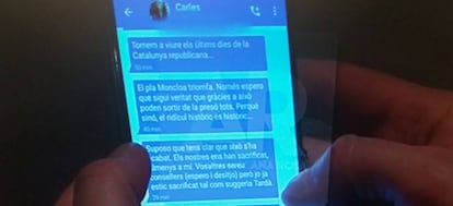 Captura de pantalla dels missatges atribuïts a Puigdemont.