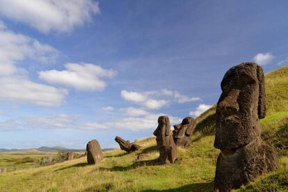 Varios moáis en la Isla de Pascua.