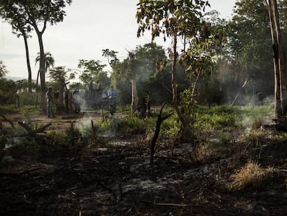 Terrenos destruidos de la comunidad campesina Guayaqui Cua, en Paraguay. 