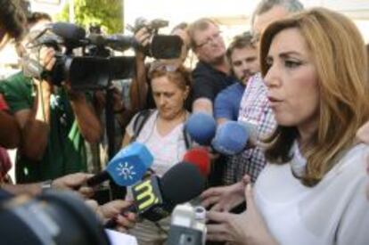 La secretaria general del PSOE andaluz y presidenta de la Junta en funciones, Susana Díaz el domingo en la localidad de Marchena (Sevilla). EFE