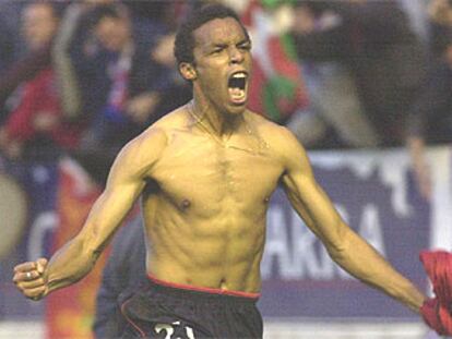 Valdo celebra un gol en el partido Osasuna-Valladolid de esta temporada.