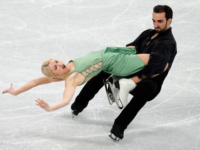 Olivia Smart y Adrián Díaz durante su actuación en los Juegos Olímpicos de Invierno.