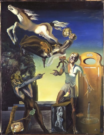 SALVADOR DALÍ. Guillaume Tell, 1930. Huile et collage sur toile - 113 x 87 cm. Achat avec l’aide du Fonds du Patrimoine 2002. Photo : Jean-Claude Planchet , Centre Pompidou. Centre Pompidou, Musée national d’art moderne. © Salvador Dalí, Fundació Gala-Salvador Dalí /  Adagp, Paris 2012