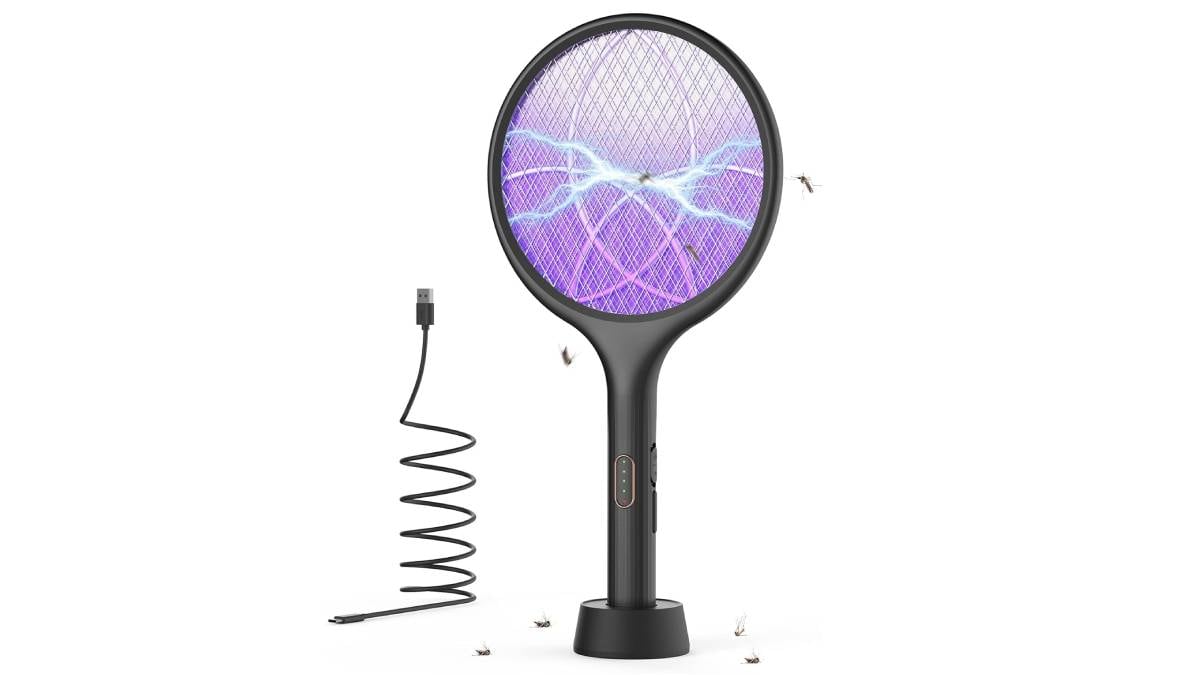Raqueta matamoscas eléctrica 2 en 1.