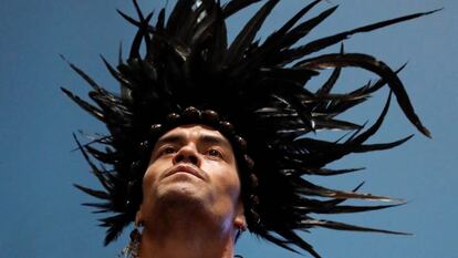 Un indígena participa en la Cumbre del Clima, este martes en Madrid.