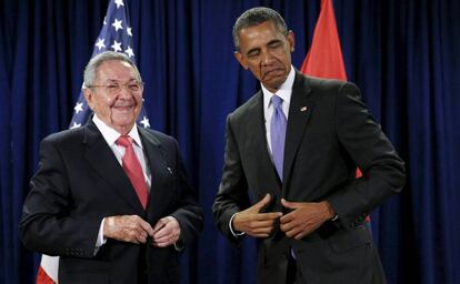 Ra&uacute;l Castro con Barack Obama