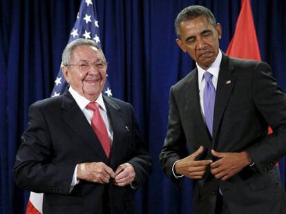 Ra&uacute;l Castro con Barack Obama