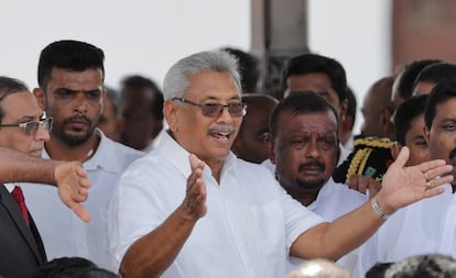 El nuevo presidente de Sri Lanka, Gotabaya Rajapaksa, en la ciudad de Anuradhapura este lunes.