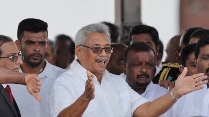 El nuevo presidente de Sri Lanka, Gotabaya Rajapaksa, en la ciudad de Anuradhapura este lunes.