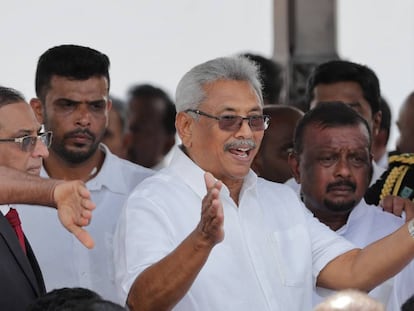 El nuevo presidente de Sri Lanka, Gotabaya Rajapaksa, en la ciudad de Anuradhapura este lunes.