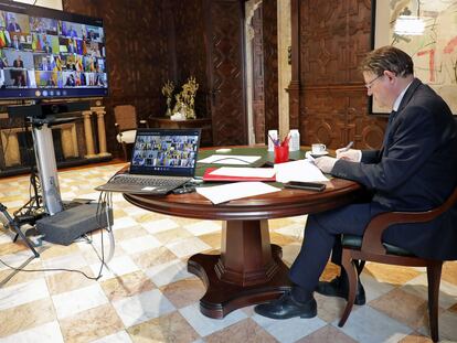 El presidentePuig participa en la reunión de los presidentes autonómicos con Pedro Sánchez.