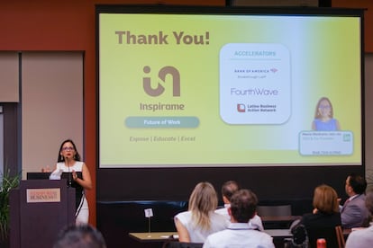 Maria Medrano, cofundadora y consejera delegada de la empresa dedicada a la educación Inspírame, habla durante el evento.