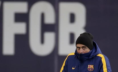 Luis Enrique, en el entrenamiento de ayer.