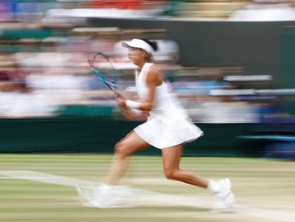 Muguruza, durante el partido contra Cirstea.