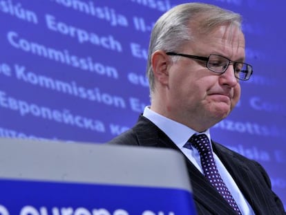 EU Economic and Monetary Affairs Commissioner Olli Rehn at a news conference on Wednesday.