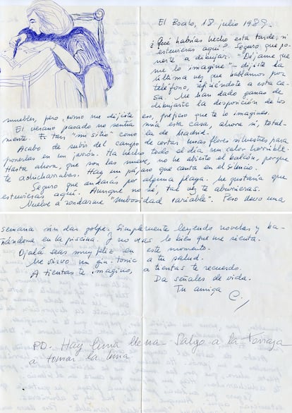 Nota manuscrita de Carmen Martín Gaite incluida en el libro 'Carmiña. Correspondencia inédita de Carmen Martín Gaite-Julián Oslé'.