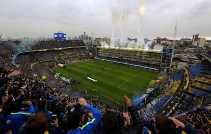 La Bombonera durante el último supreclásico con River Plate, en mayo de 2017.