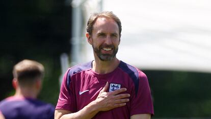 Gareth Southgate, durante el entrenamiento previo a la semifinal de este miércoles entre Inglaterra y Países Bajos