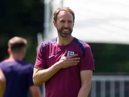 Gareth Southgate, durante el entrenamiento previo a la semifinal de este miércoles entre Inglaterra y Países Bajos