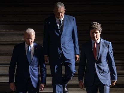 US President Joe Biden, Mexican President Andrés Manuel López Obrador and Canadian Prime Minister Justin Trudeau at the end of the summit.