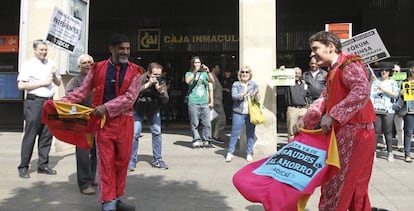 Afectados por cláusulas suelo en una protesta.