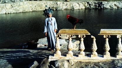 The protagonist, Miroslava Safránková, in a still photograph captured during the filming of 'Malá morská vilá' (1976).